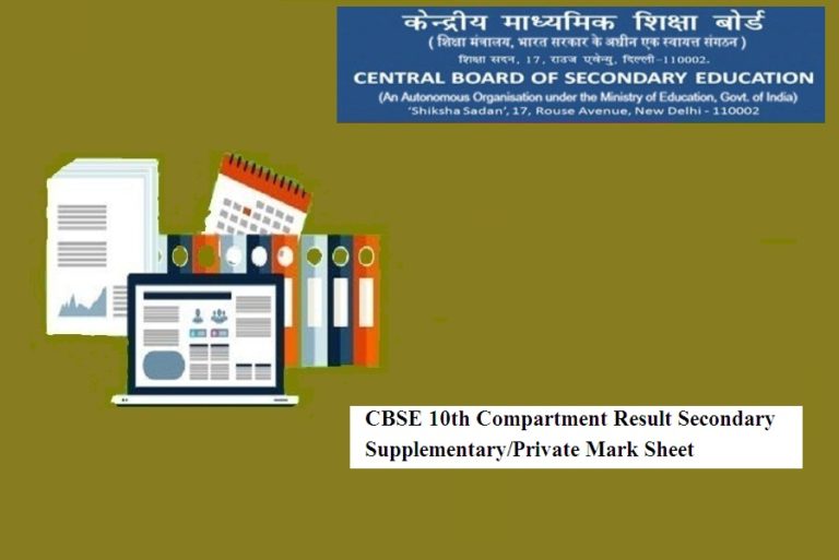 CBSE 10th Compartment Result 2024 Secondary Supplementary Private Mark