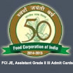 FCI JE, Assistant Grade II III Admit Cards