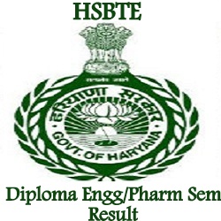 Haryana HSBTE Diploma Engg Pharmacy Sem Result 2018