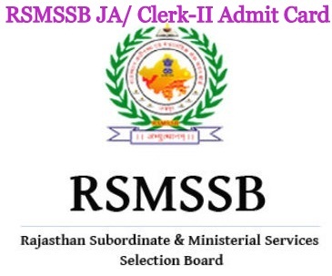 RSMSSB JA & Clerk ii Admit card 2024