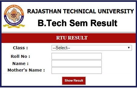 RTU B.Tech Result 2024