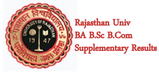 Rajasthan Univ BA B.Sc B.Com Supplementary Results 2017