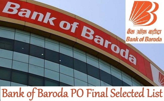 Bank of Baroda PO Final Selected List