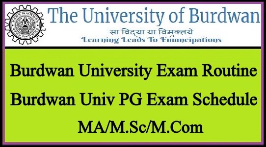 Burdwan University Exam Schedule