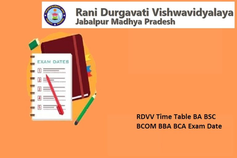 RDVV Time Table 2024 BA BSC BCOM BBA BCA 1st 3rd 5th Sem Exam Date