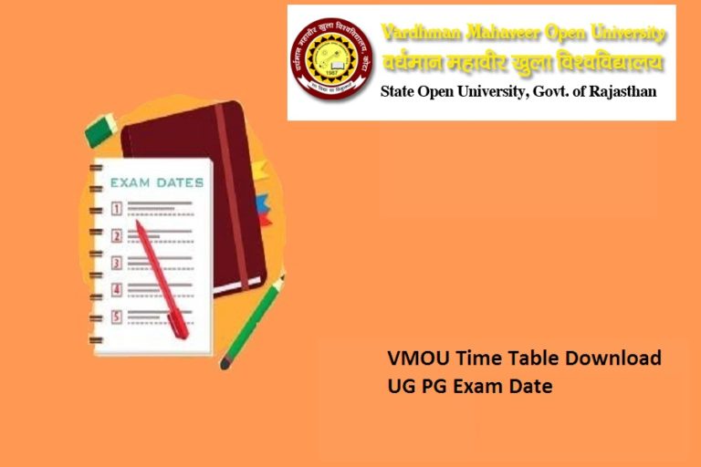 VMOU Time Table 2024 BA BSC MA MSC 1st 2nd 3rd Year Exam Date