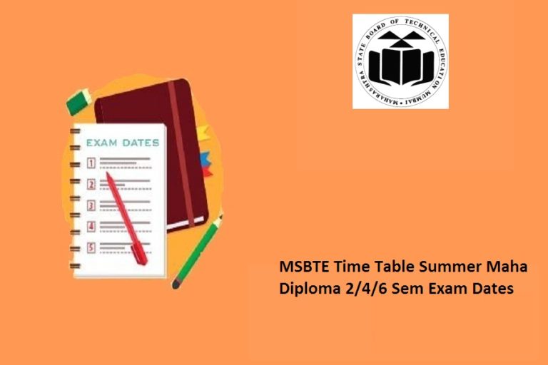 MSBTE Time Table Summer 2024 Maha Diploma 2/4/6 Sem Exam Dates