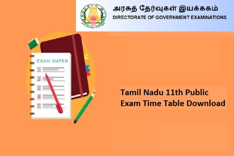 TN 11th Time Table 2024 Tamil Nadu Plus One Public Exam Date Download