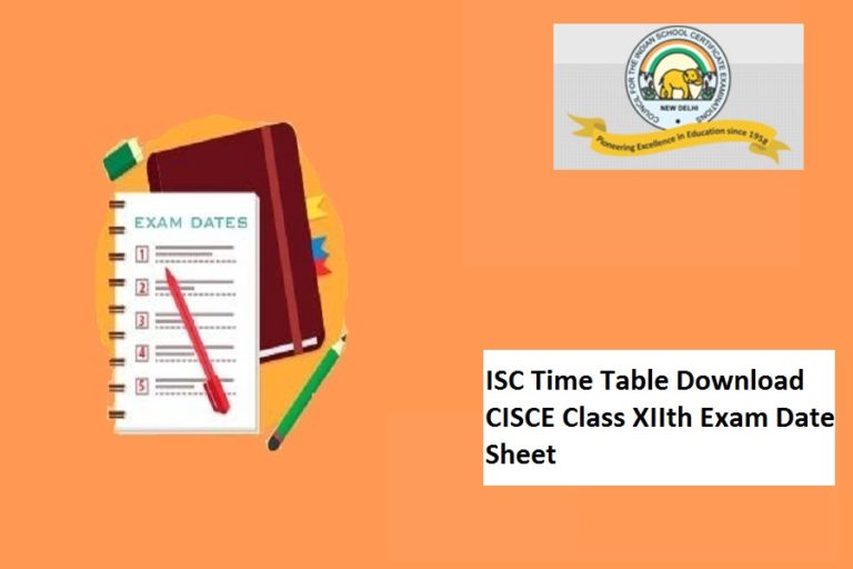 ISC Time Table 2025 CISCE Class XIIth Exam Date Sheet Download