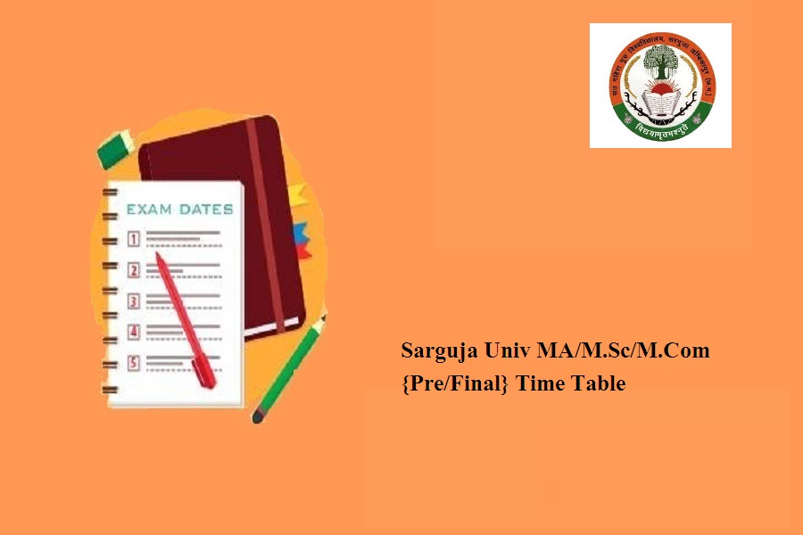 Sarguja University PG Time Table 2024
